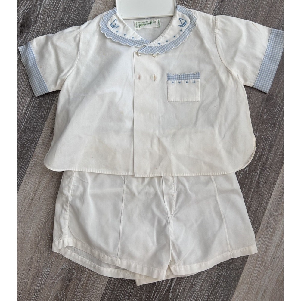 vintage Feltman Brothers baby boy's short set All Cotton Handmade